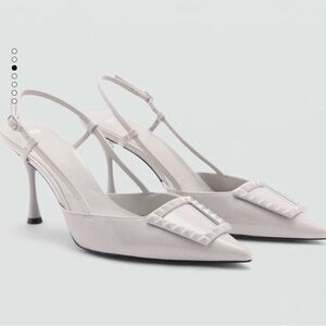 Mango Light Gray Slingback Heels